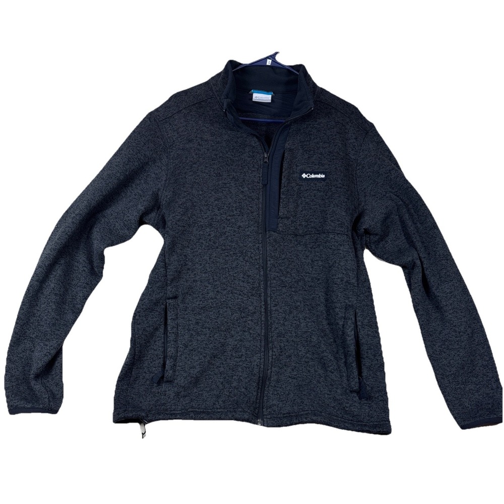 Columbia Full Zip Fleece Jacket Mens Large Gray Softshell Outdoor Hiking EUC